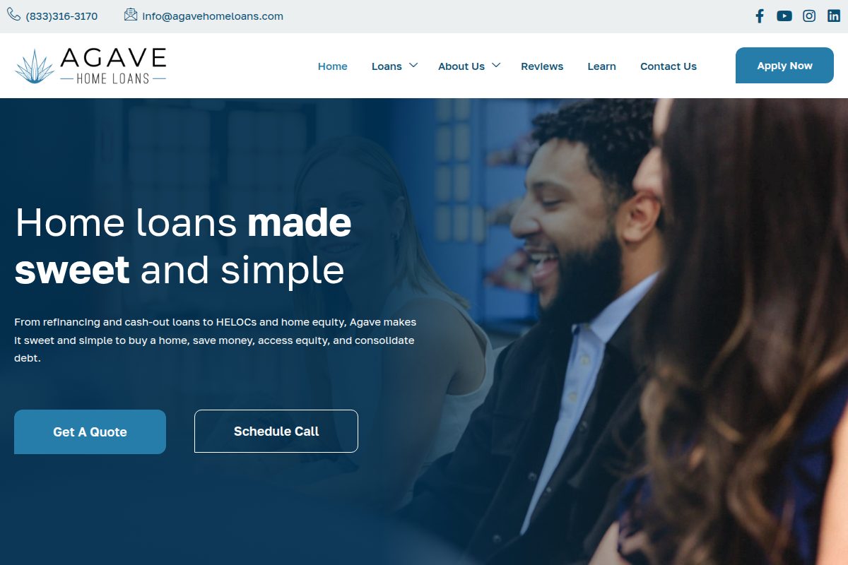AGAVE HOME LOANS, LLC website snapshot