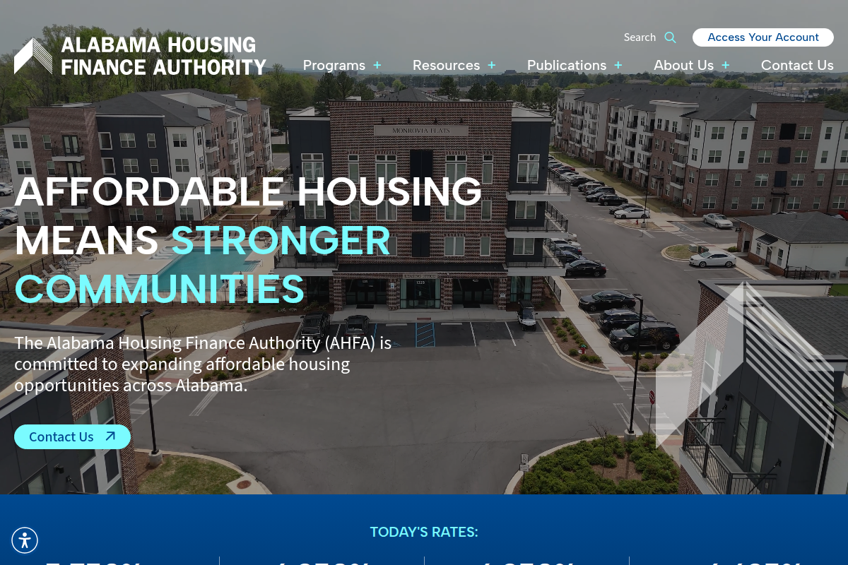 ALABAMA HOUSING FINANCE AUTH website snapshot