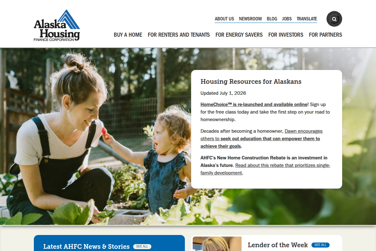 ALASKA HOUSING FINANCE CORP website snapshot