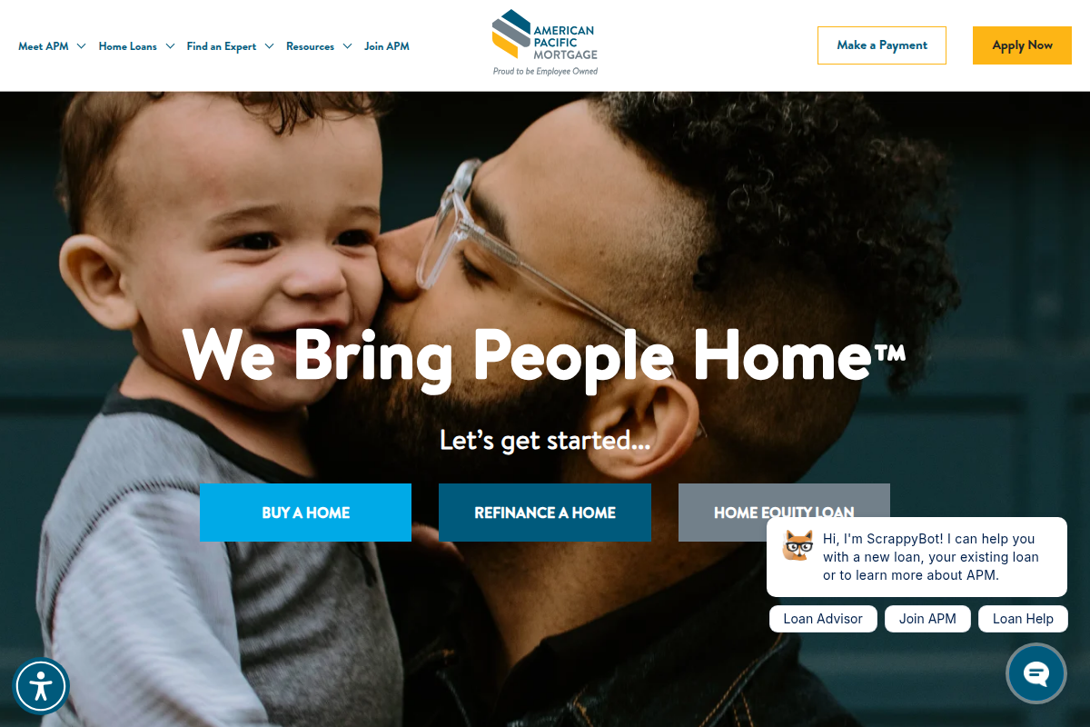 AMERICAN PACIFIC MORTGAGE website snapshot