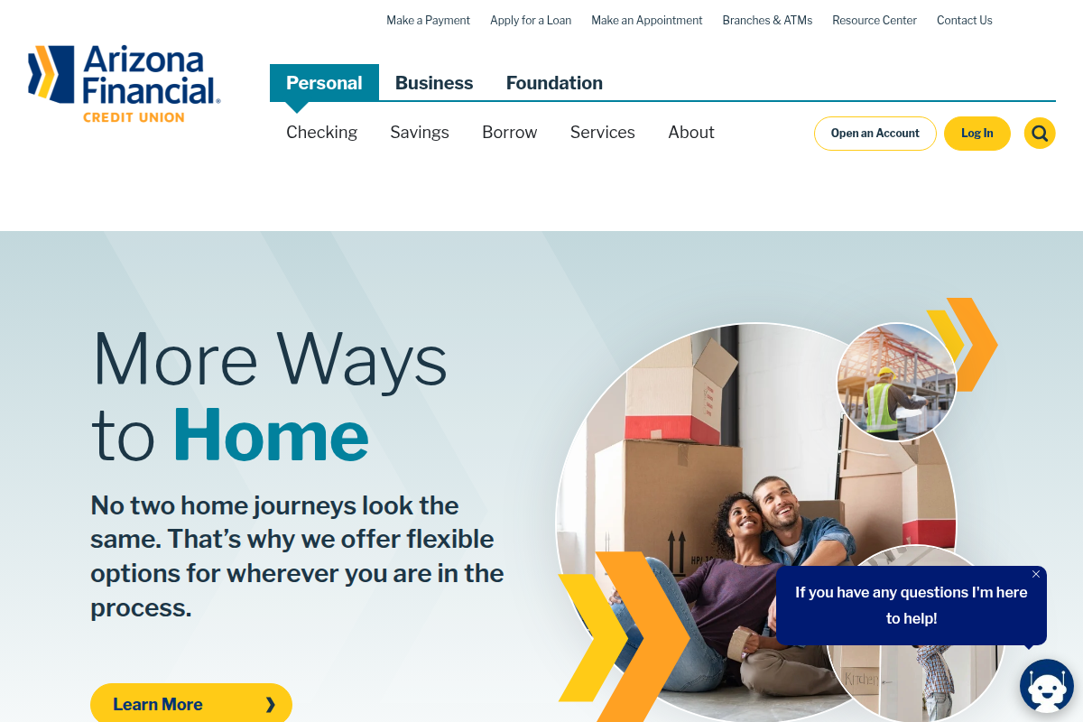 ARIZONA FINANCIAL CREDIT UNION website snapshot