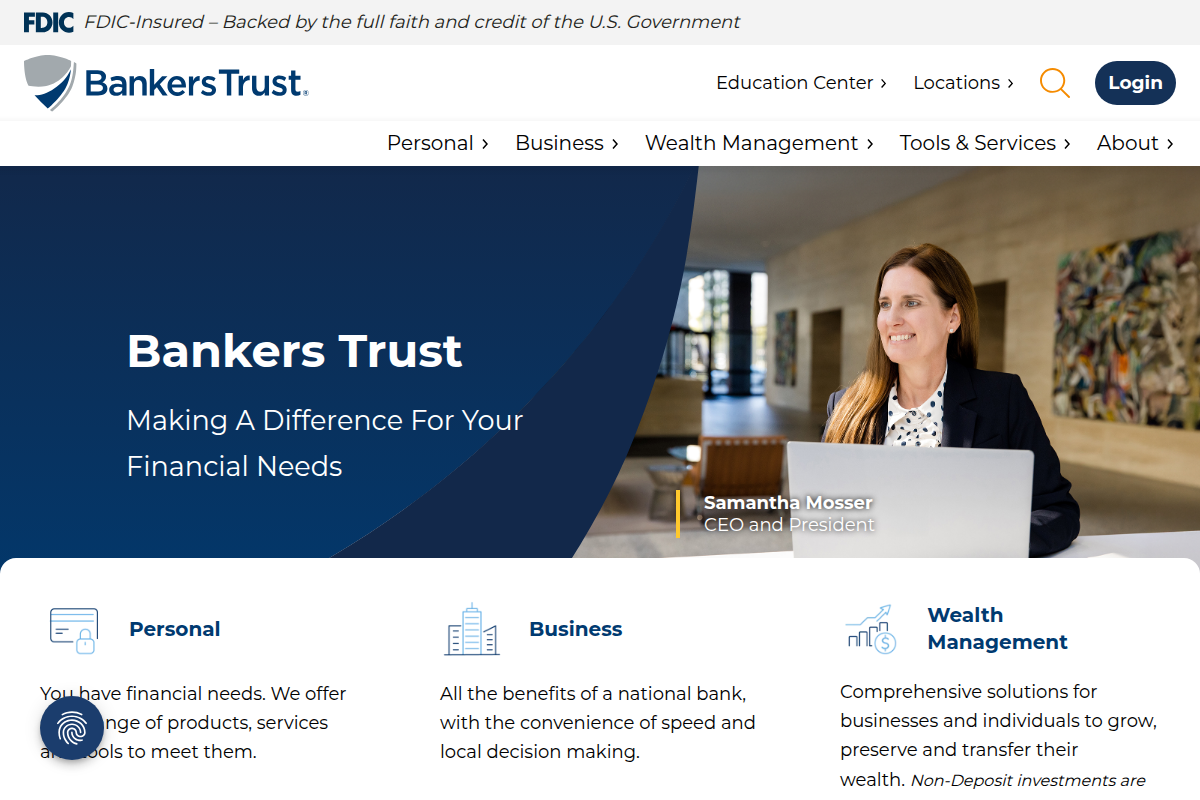 BANKERS TRUST COMPANY website snapshot