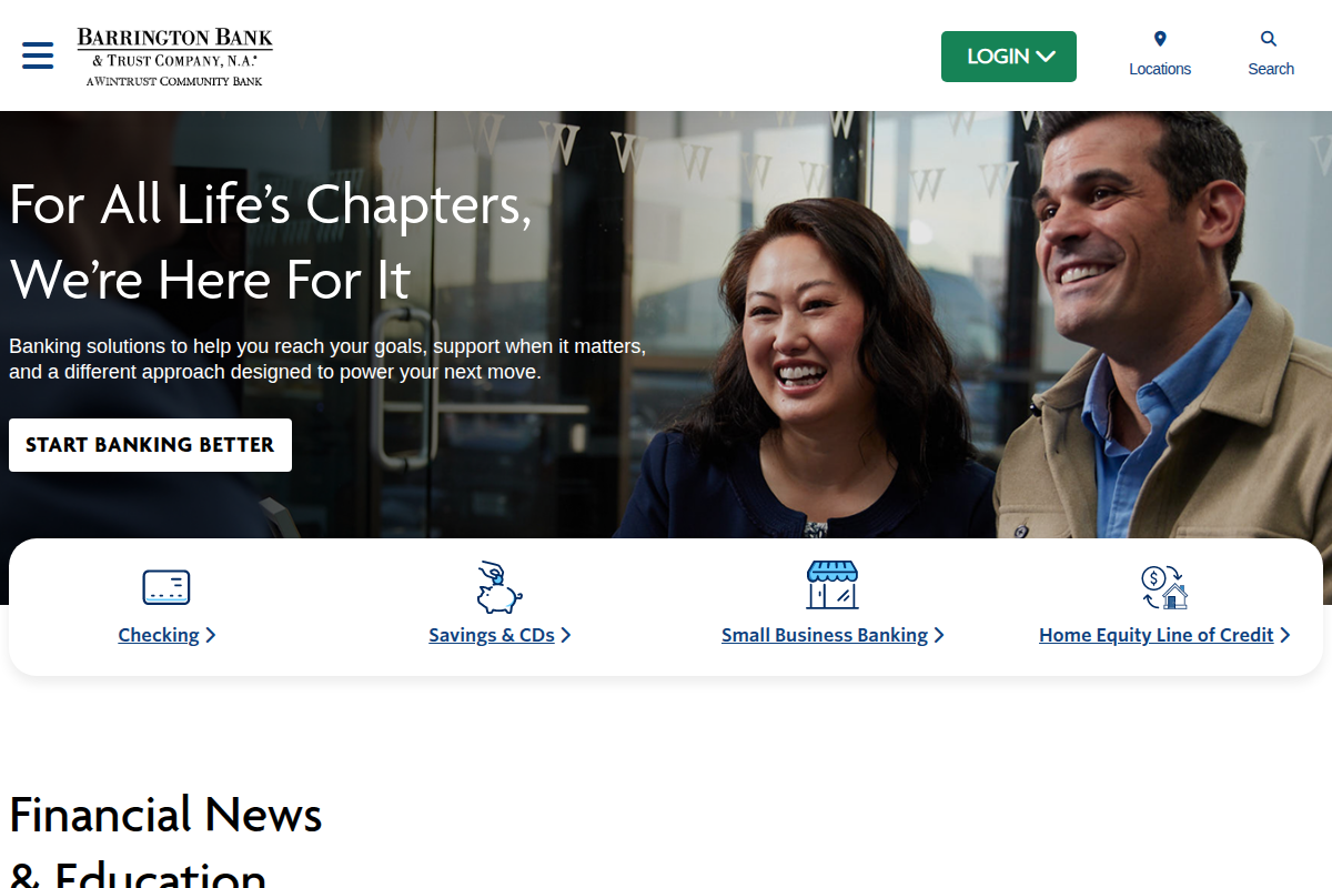 BARRINGTON BANK AND TRUST CO NA website snapshot