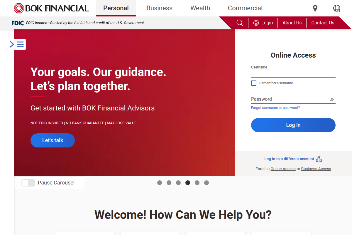 BOKF NA website snapshot