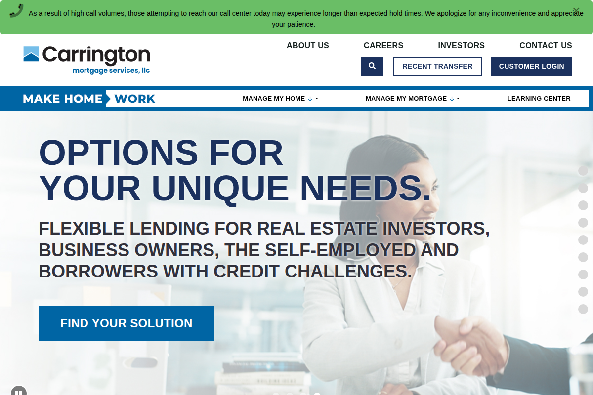 CARRINGTON MORTGAGE SERVICES LLC website snapshot