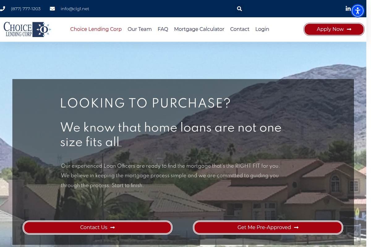 CHOICE LENDING CORP website snapshot