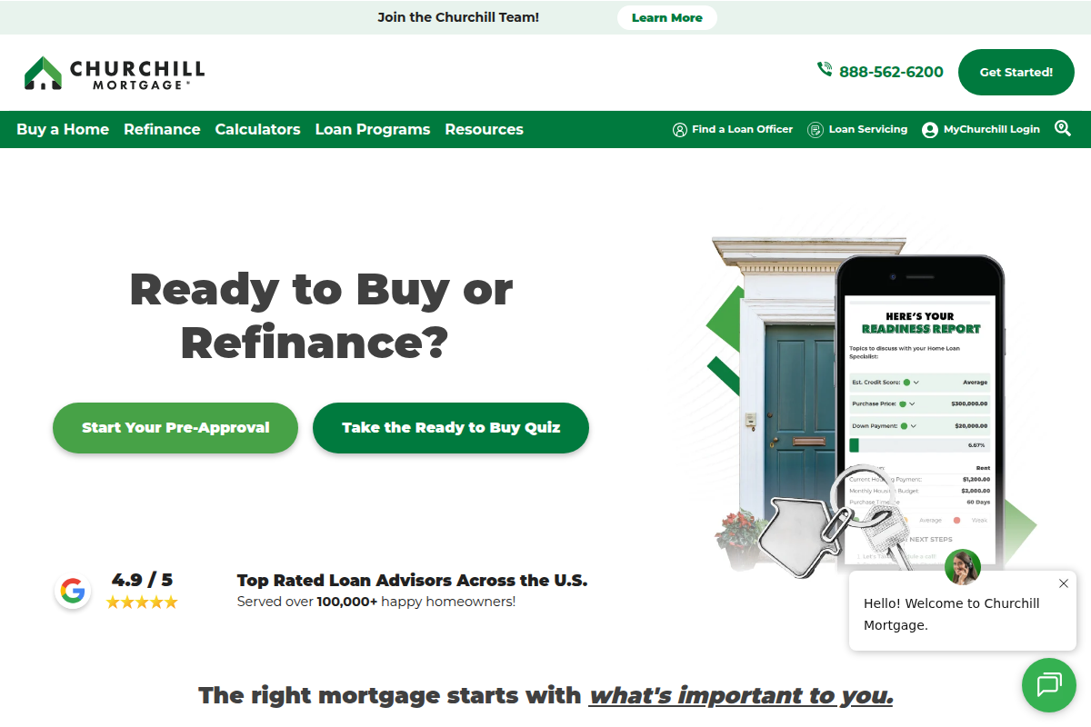 CHURCHILL MORTGAGE CORP website snapshot