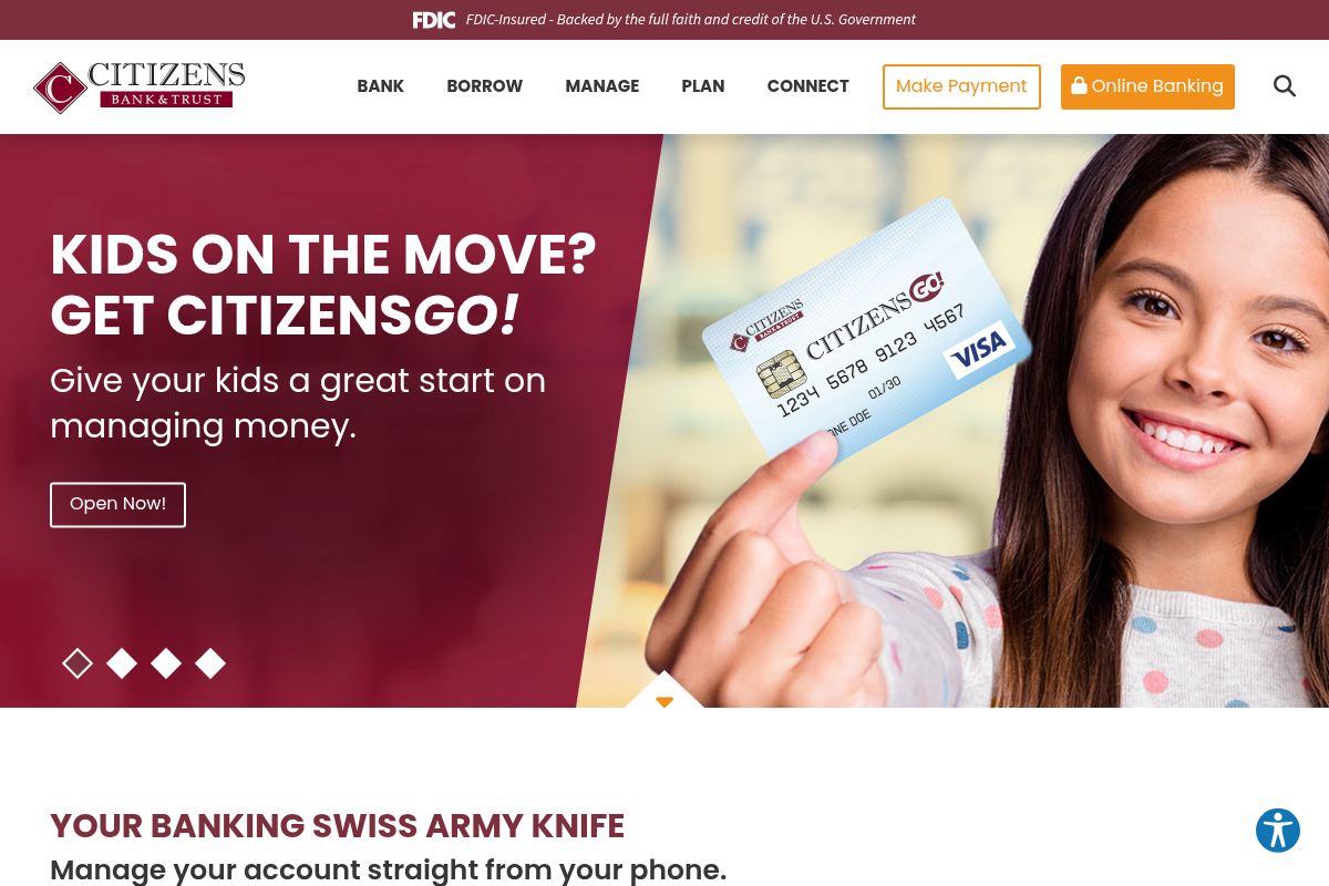 CITIZENS BANK &amp; TRUST website snapshot