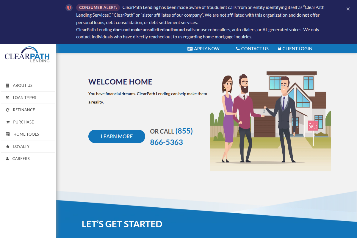 CLEARPATH LENDING website snapshot