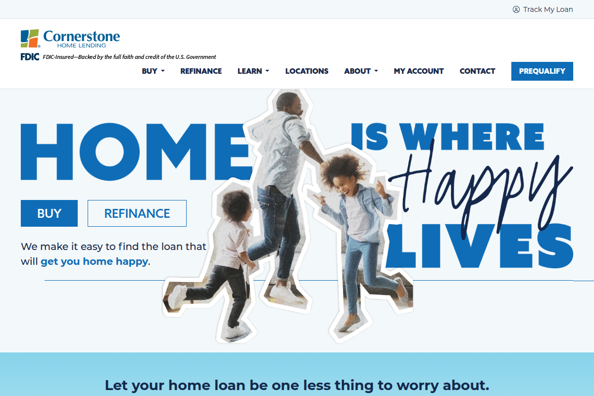 CORNERSTONE CAPITAL BANK, SSB website snapshot