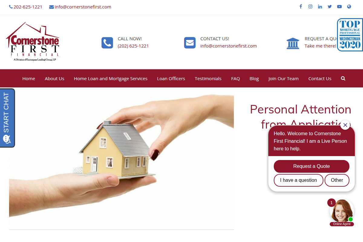 CORNERSTONE FIRST MORTGAGE, LLC website snapshot