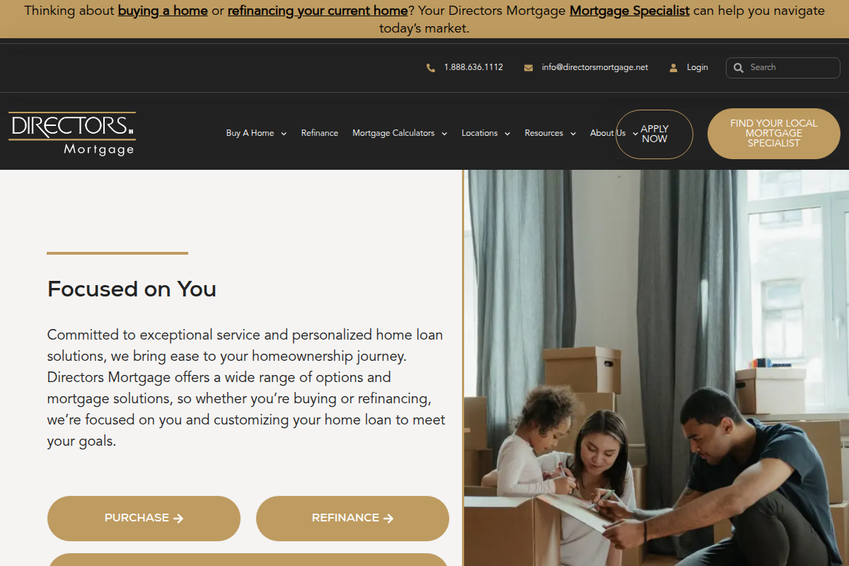 DIRECTORS MORTGAGE INC website snapshot