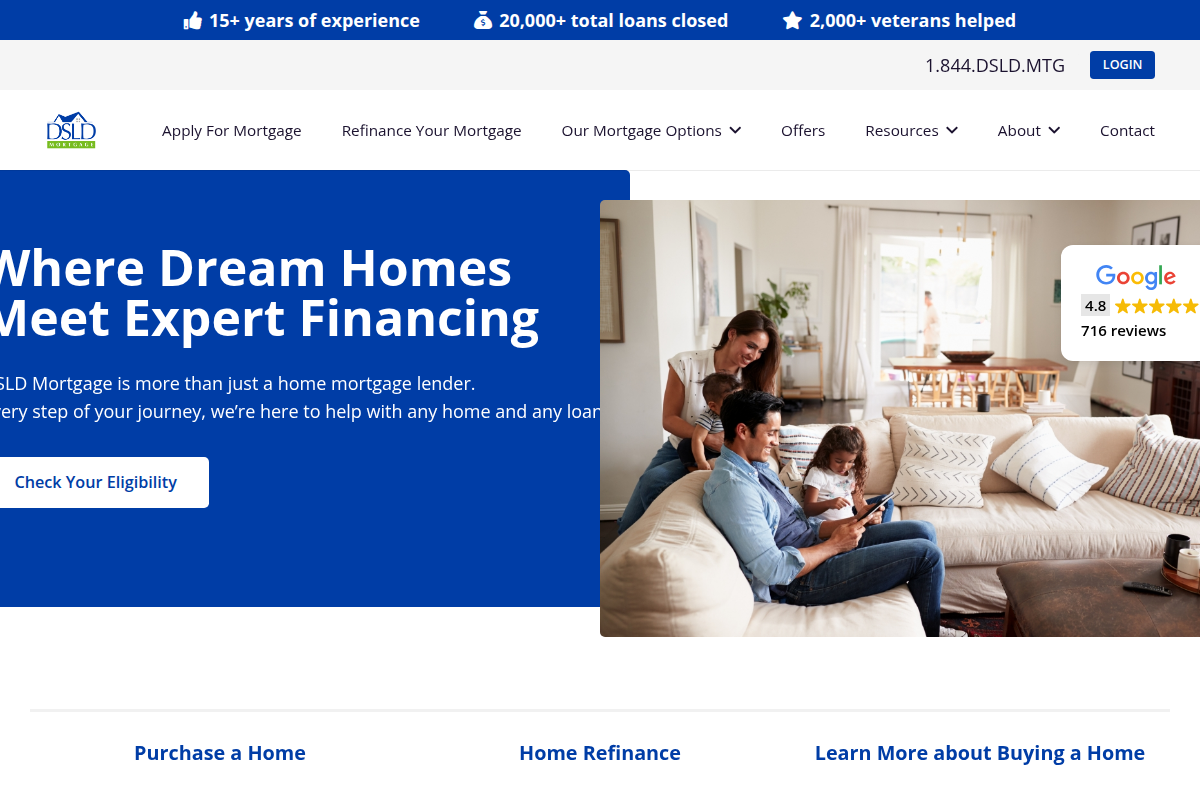 DSLD MORTGAGE, LLC website snapshot