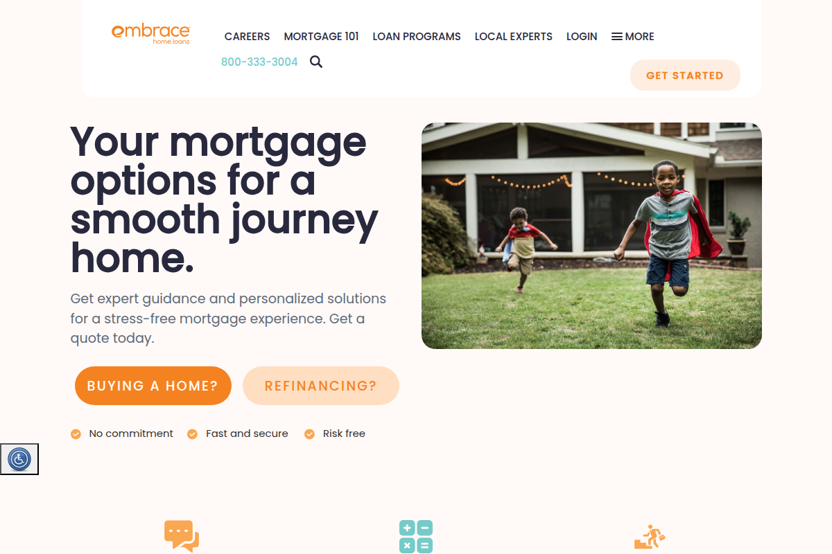 EMBRACE HOME LOANS INC website snapshot