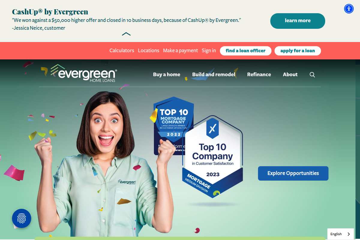 EVERGREEN MONEYSOURCE MTG CO website snapshot