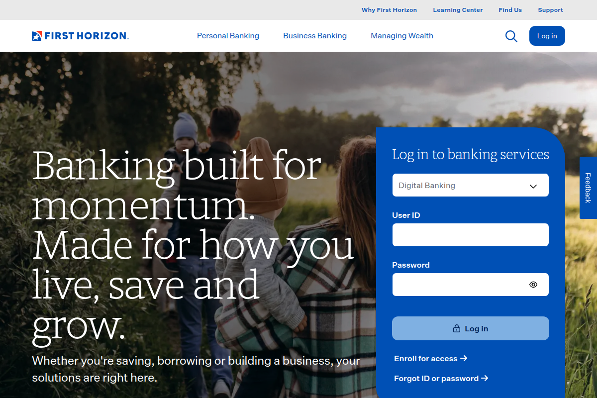 FIRST HORIZON BANK website snapshot