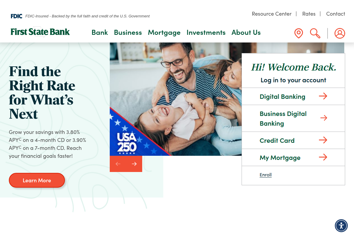FIRST STATE BANK OF ST CHARLES website snapshot