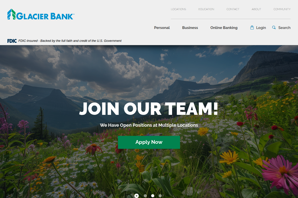 GLACIER BANK website snapshot