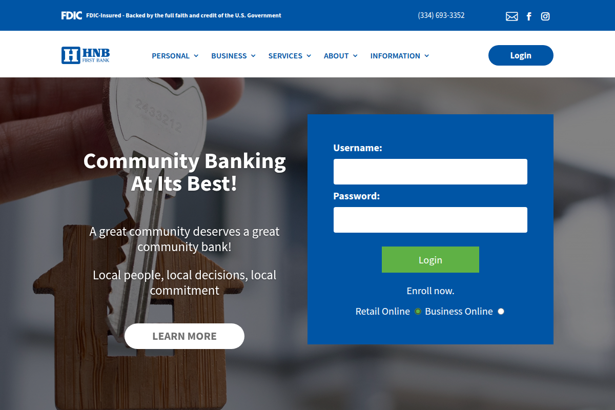 HNB FIRST BANK website snapshot