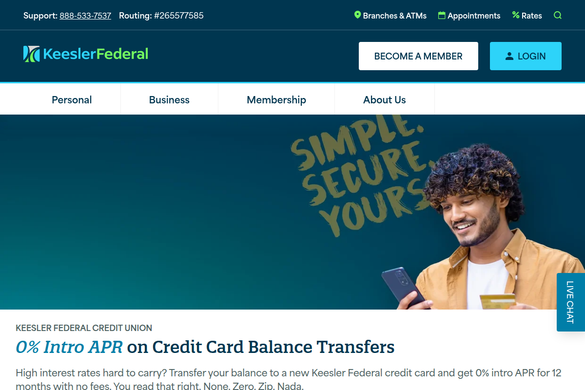 KEESLER FEDERAL CREDIT UNION website snapshot