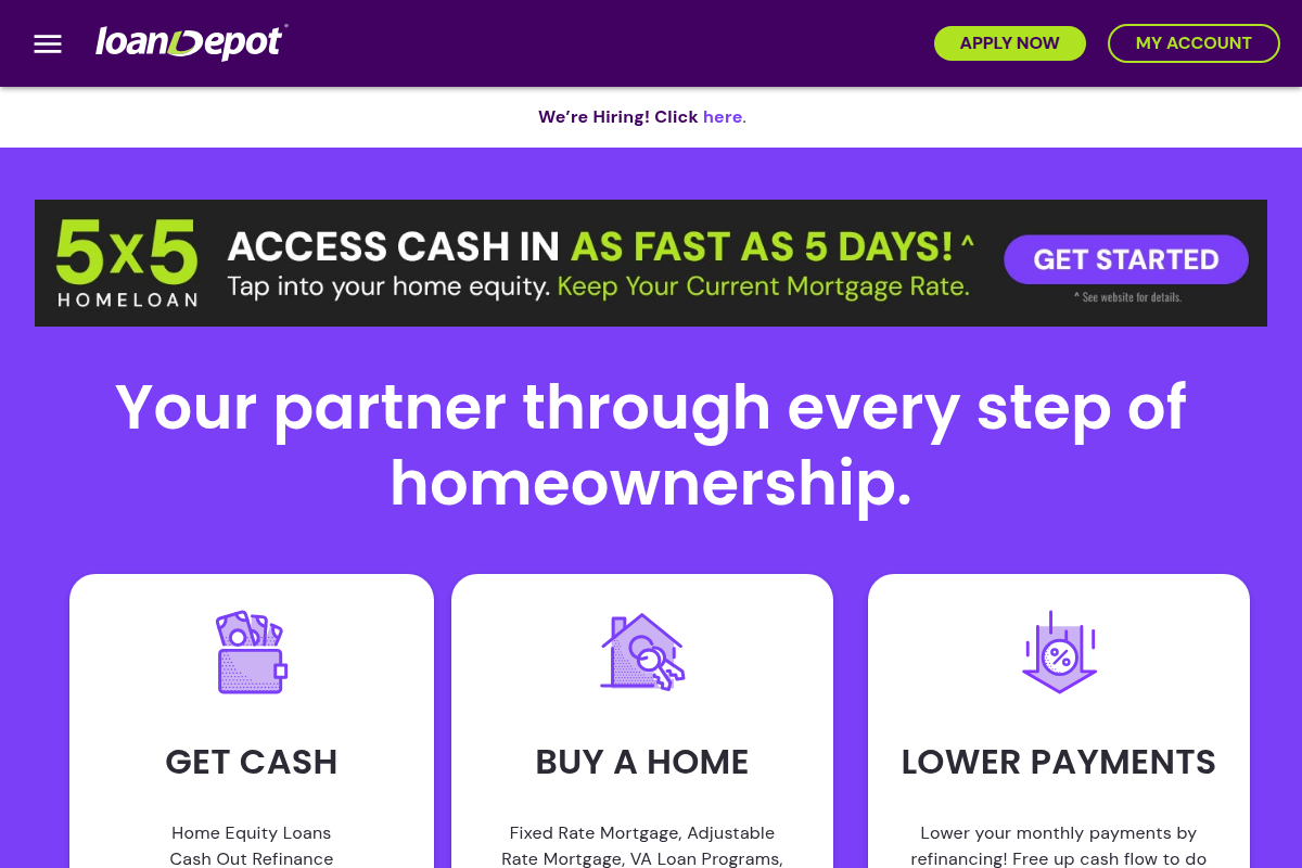 LOANDEPOT.COM website snapshot