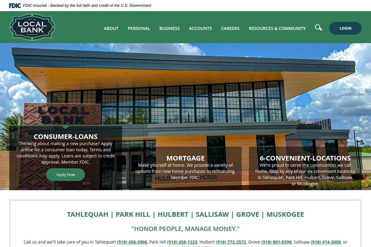LOCAL BANK website snapshot