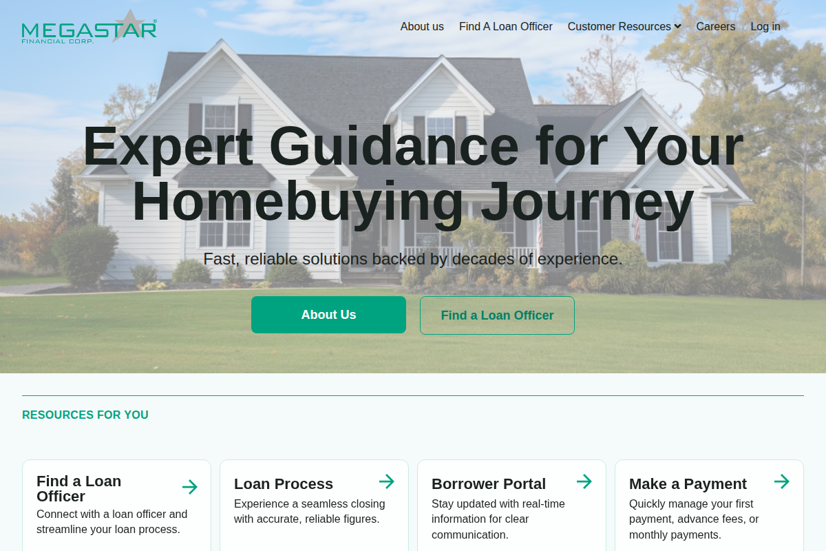 MEGASTAR FINANCIAL CORP website snapshot