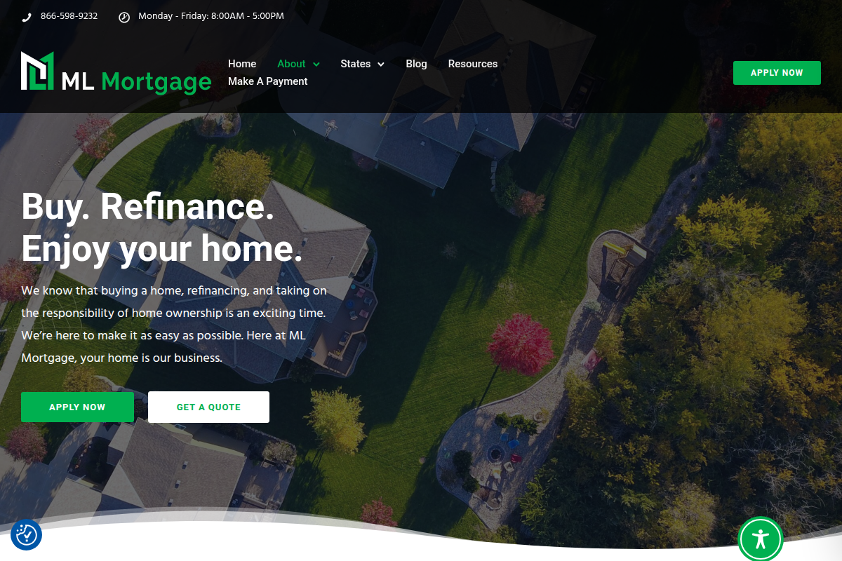 ML MORTGAGE CORP. website snapshot