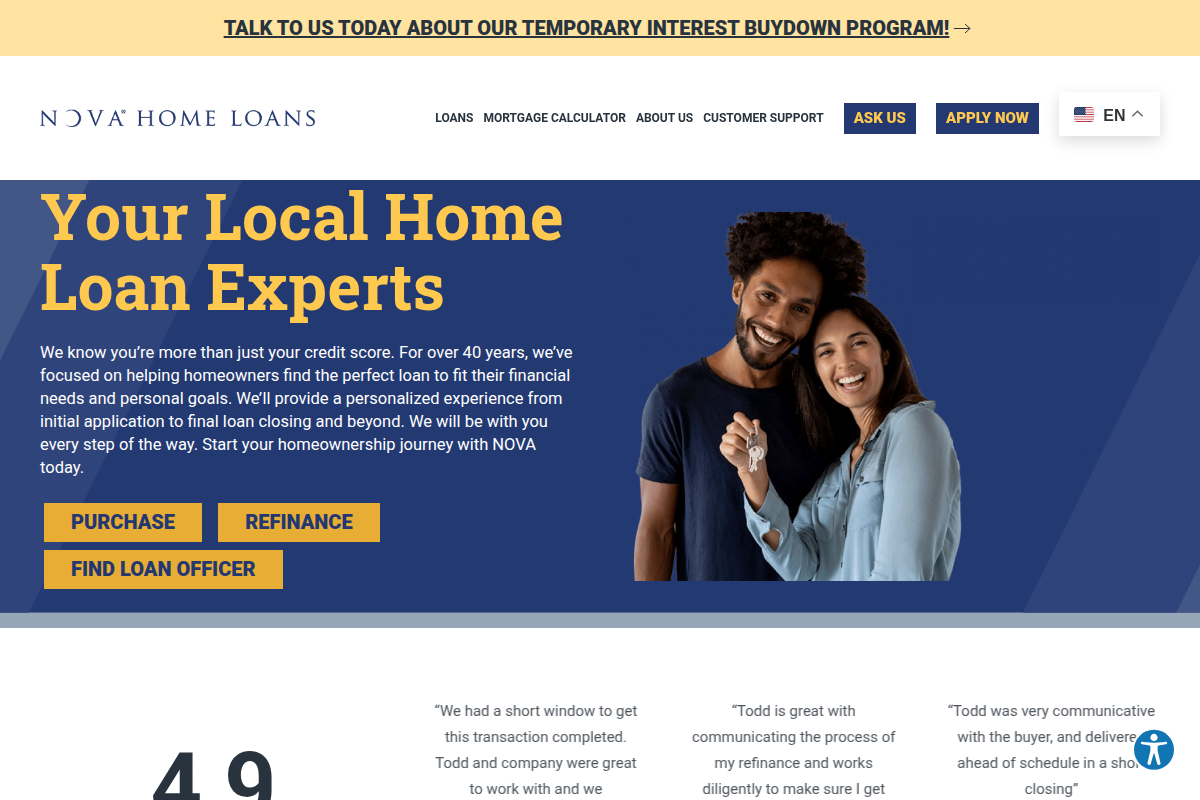 NOVA FINANCIAL AND INV CORP website snapshot