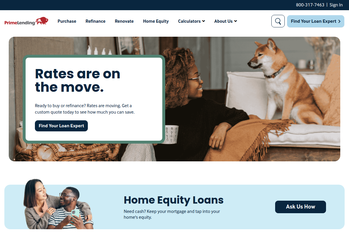 PRIMELENDING A PLAINSCAPITAL COMPANY website snapshot