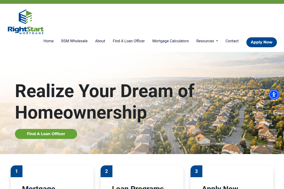 RIGHT START MORTGAGE INC website snapshot