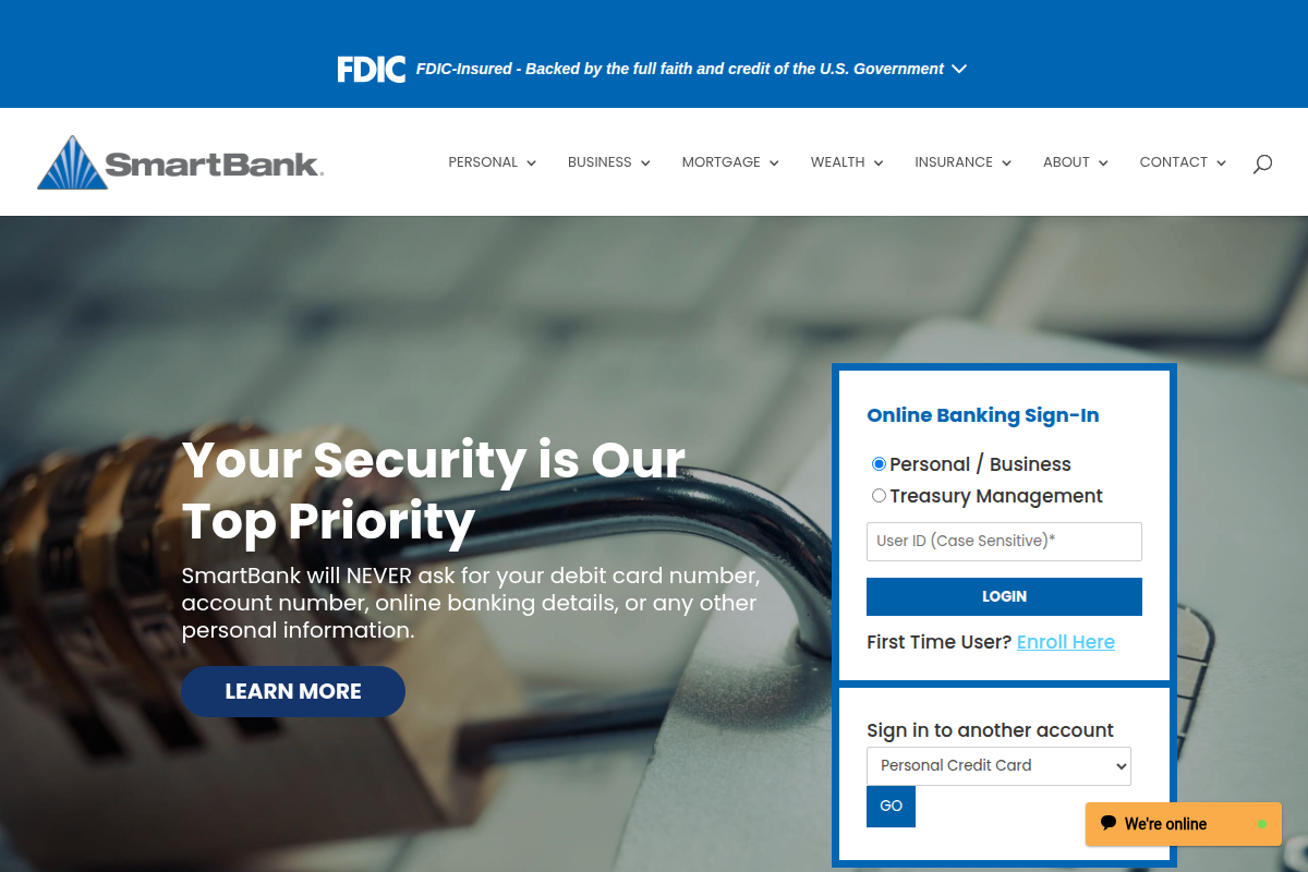 SMARTBANK website snapshot