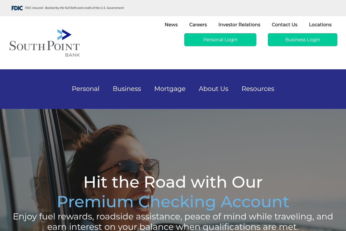 SOUTHPOINT BANK website snapshot