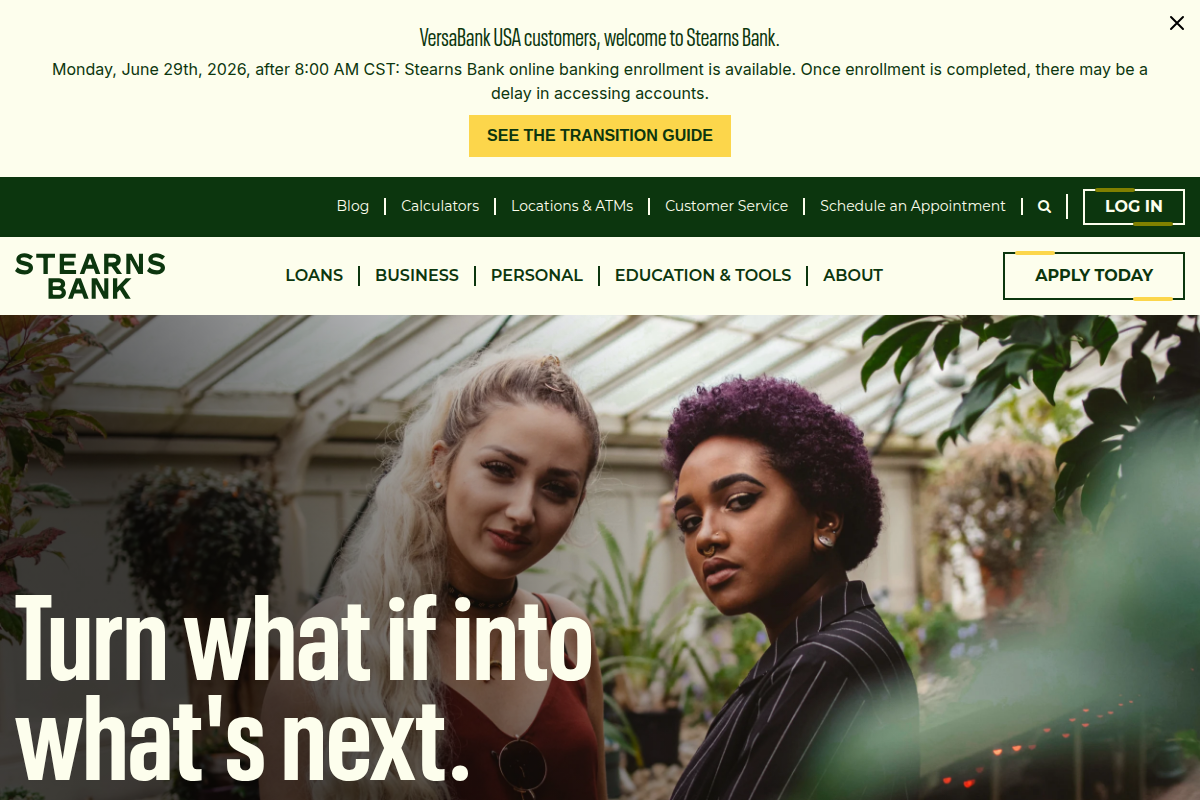 STEARNS BANK NATIONAL ASSOCIATION website snapshot