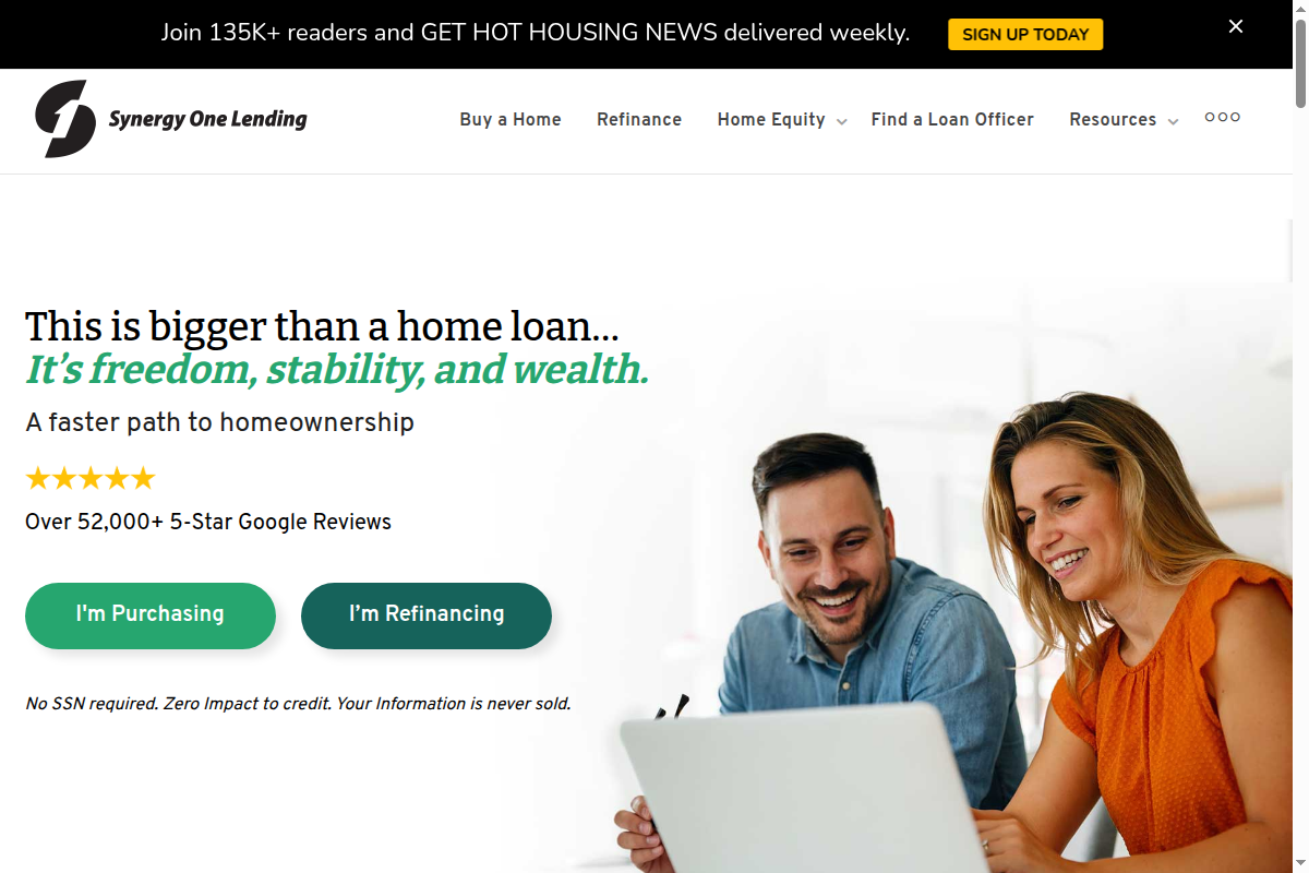 SYNERGY ONE LENDING, INC. website snapshot